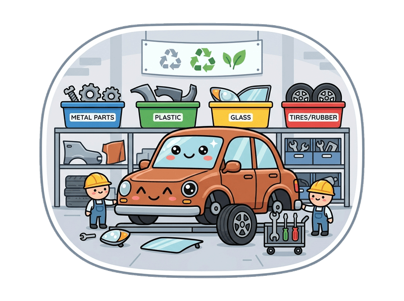 Illustration of salvage & dismantling service by Scrap Car Purley