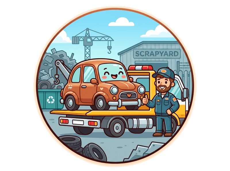 Illustration of scrap car collection service by Scrap Car Purley